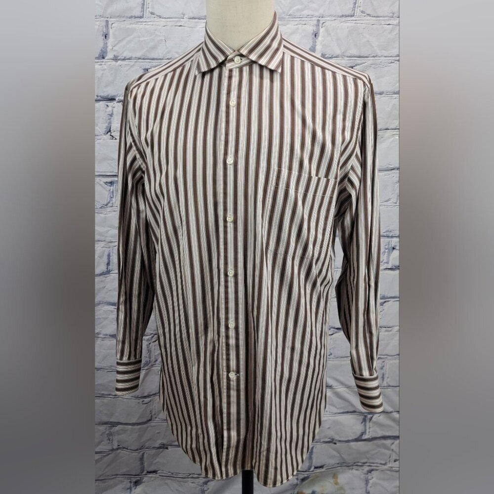 Ermenegildo Zegna Men's Dress Shirt Brown Striped 16 x 32 / 41 EU